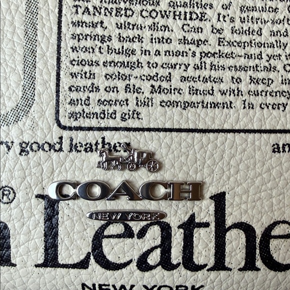 Coach Carmen Mini Tote Crossbody Bag Purse Newspaper Print Chain & Leather Strap - Picture 13 of 13